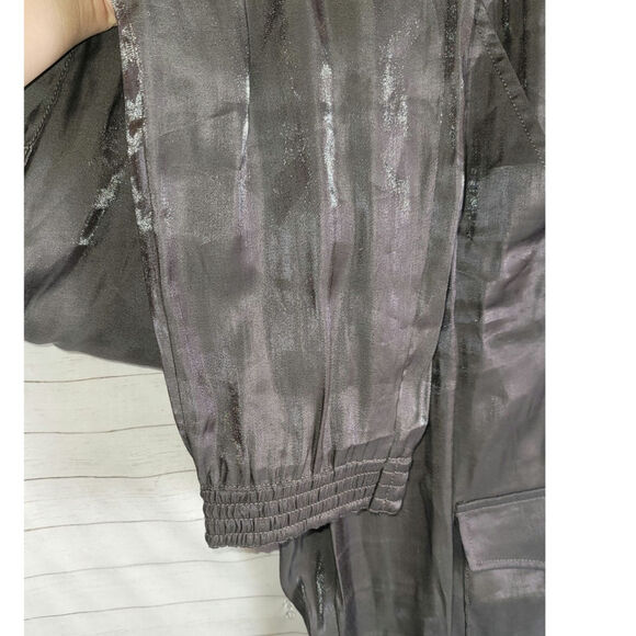 Anthropologie Satin Cargo Joggers in Carbon Gray Shimmer, sz XS - Picture 7 of 16